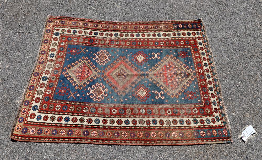 Antique Caucasian Rug: Antique Caucasian rug, 4' 7" x 3' 4". Provenance: Salem, Massachusetts collection.