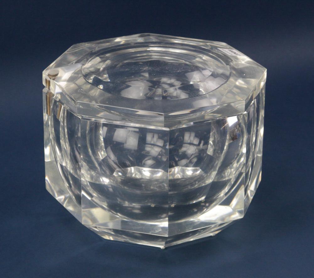 Lucite Ice Bucket: Lucite ice bucket. Provenance: Furnishings from the Park Avenue home of a New York socialite.