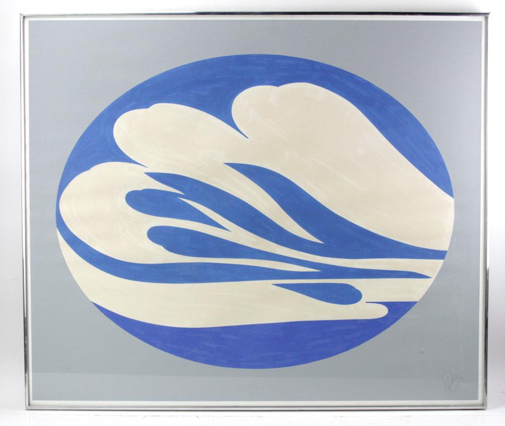 Jack Youngerman, Ukiyo-E, Silk Screen Lithograph: Jack Youngerman, Ukiyo-E, silk screen lithograph, 21/150, published by Pace Editions, image 33" x 39". Provenance: Furnishings from the Park Avenue home of a New York socialite.