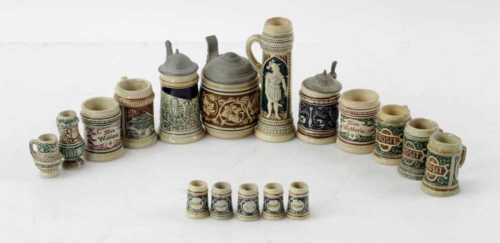 German Stoneware Miniature Steins and Tankards (1 of 10)