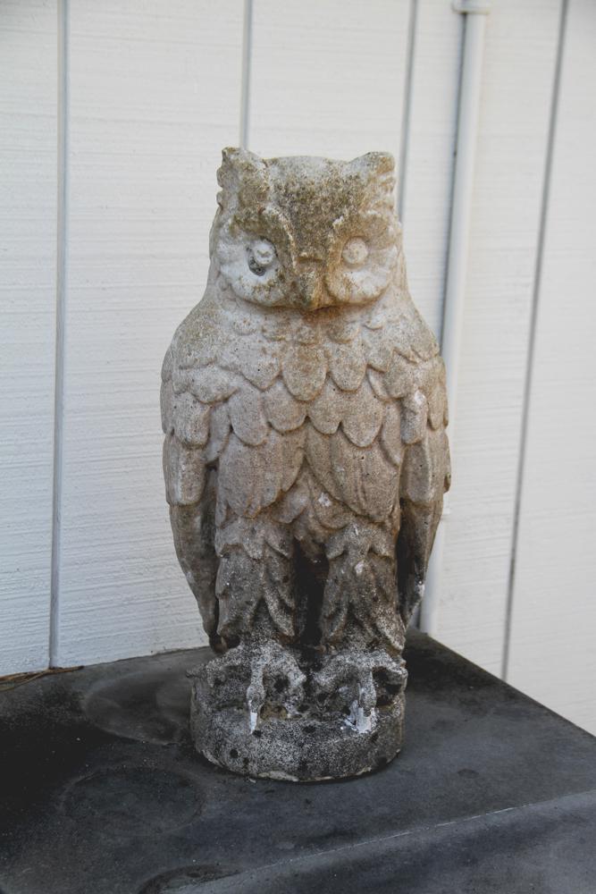 Figural Cement Owl (1 of 2)