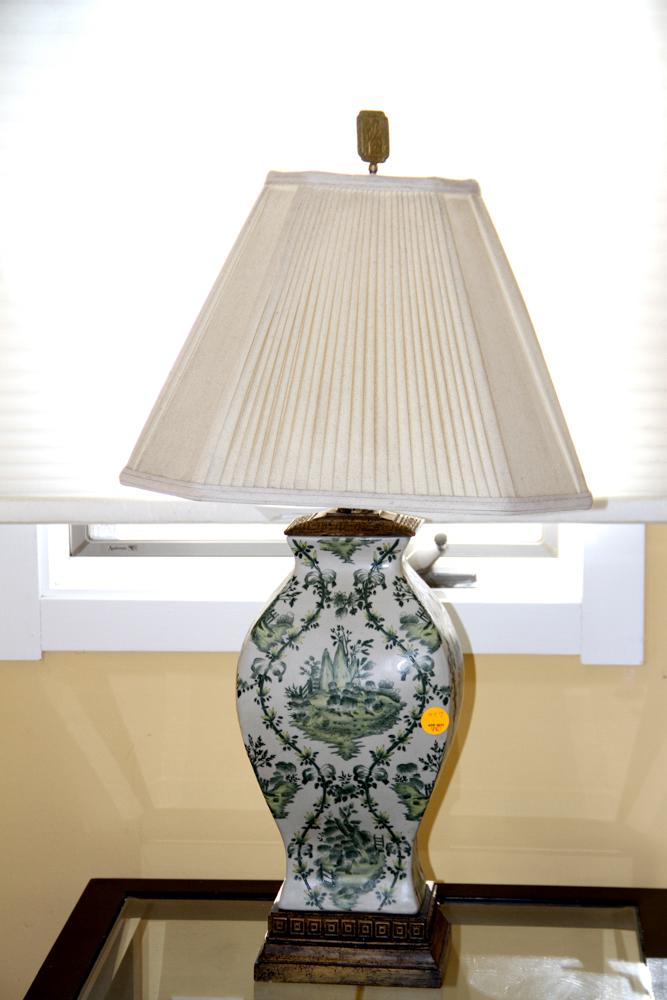 Pair of Painted Porcelain Table Lamps (1 of 3)