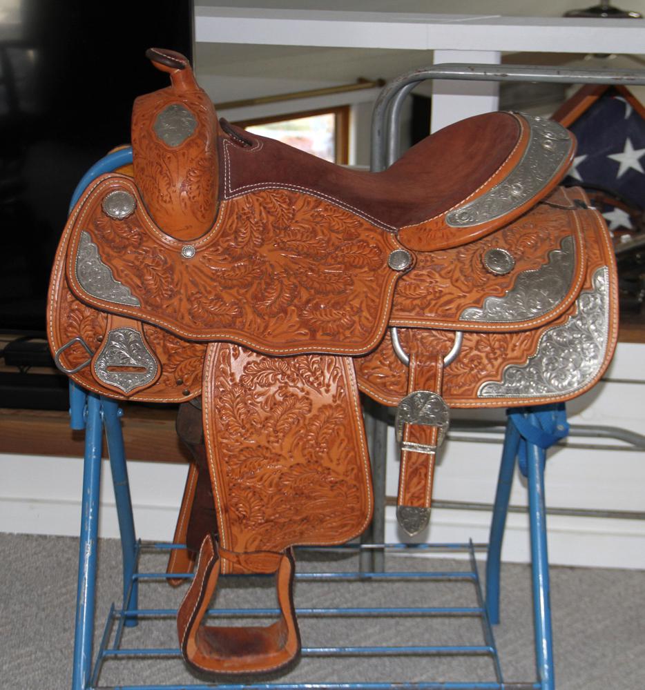 Exuberantly Tooled Leather Show Saddle (1 of 3)
