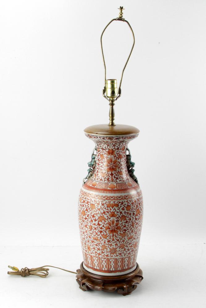Chinese Red Porcelain Vase Lamp (1 of 8)