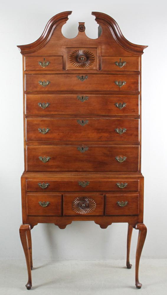 Early American Cherry Bonnet Top Highboy (1 of 9)
