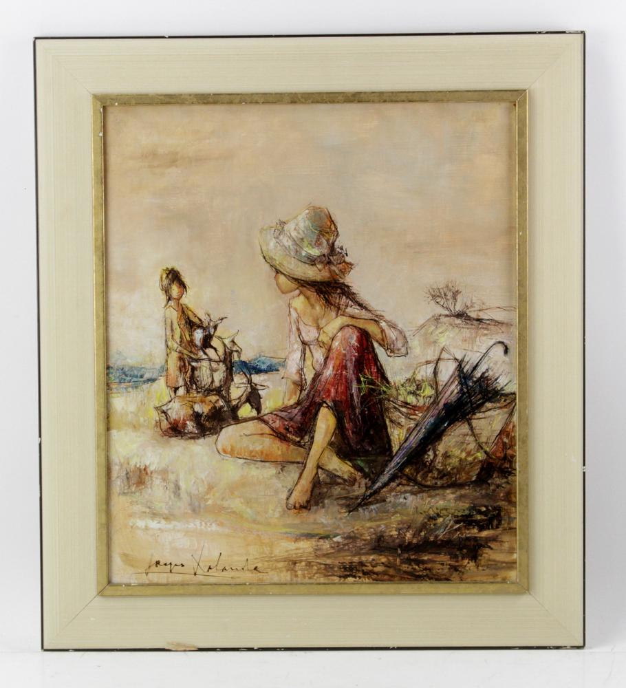 Jacques Lalande, Woman and Girl, Oil on Canvas (1 of 7)