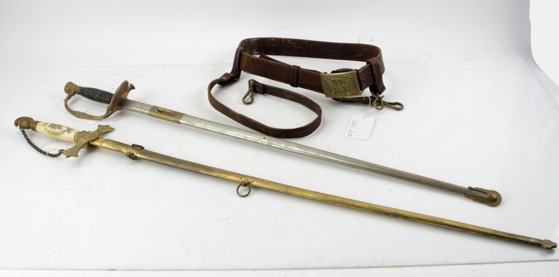 Civil War Era Swords and Leather Belt with Buckle (1 of 13)