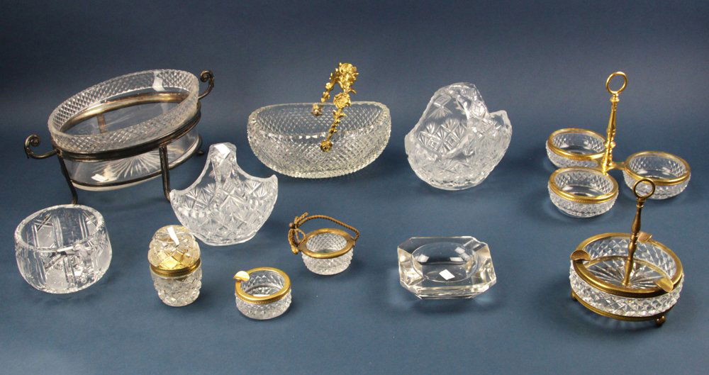 Group of Cut Glass and Metal Baskets, Dishes (1 of 10)