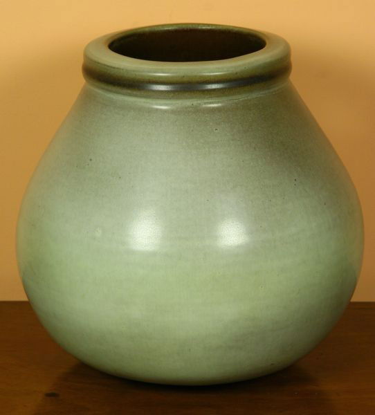 Ceramic Vase by Rupert Deese: Rupert Deese, ceramic vase, monogrammed on base, 10" high x 10" diameter, undamaged.