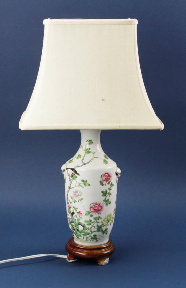 19thC Chinese Famille Rose Vase Lamp (1 of 5)