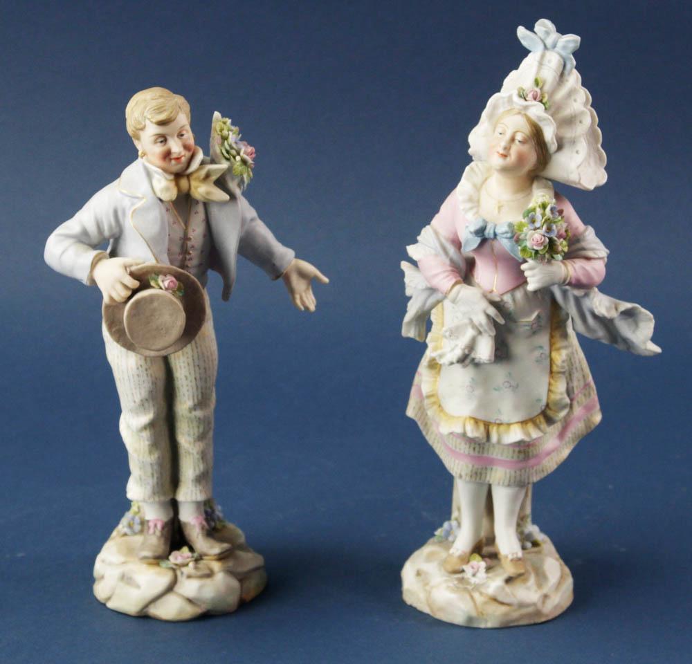 Two Meissen Figurines, Man and Woman (1 of 8)
