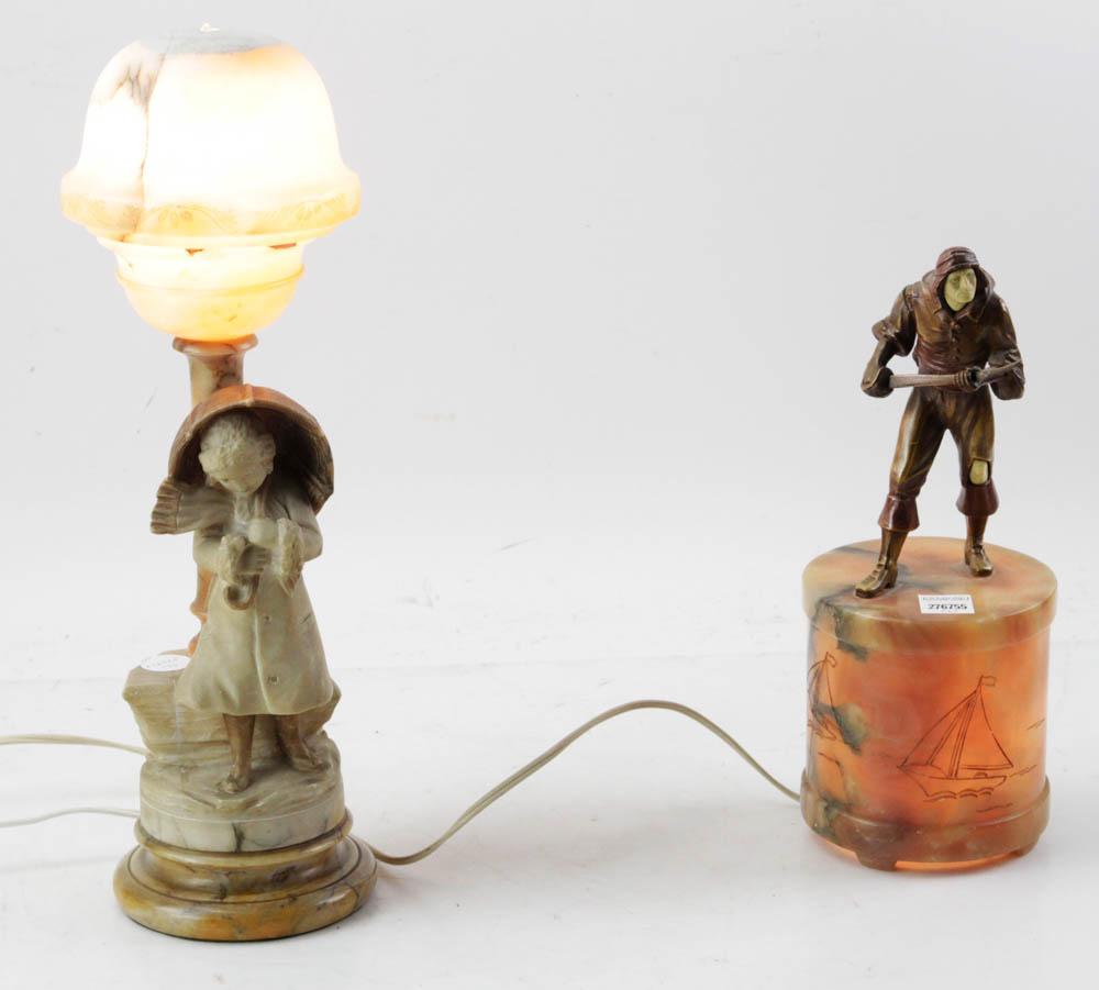 Two 1930s Childrens Lamps, Pirate, Girl (1 of 5)