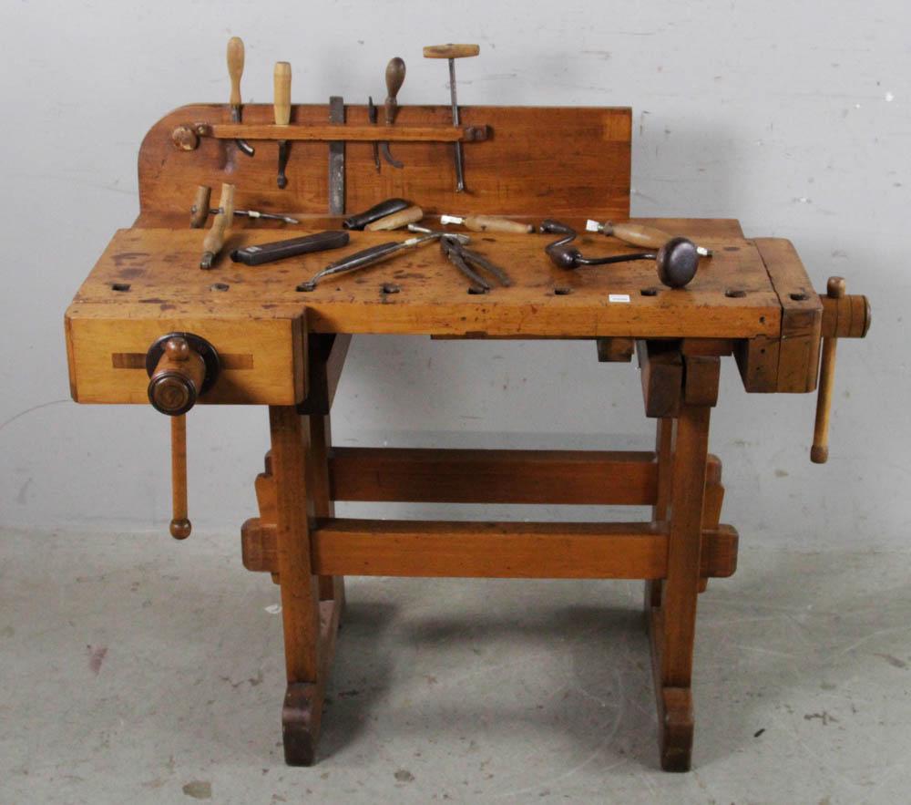 19thC Ship Carpenters Tool Bench with Tools (1 of 11)