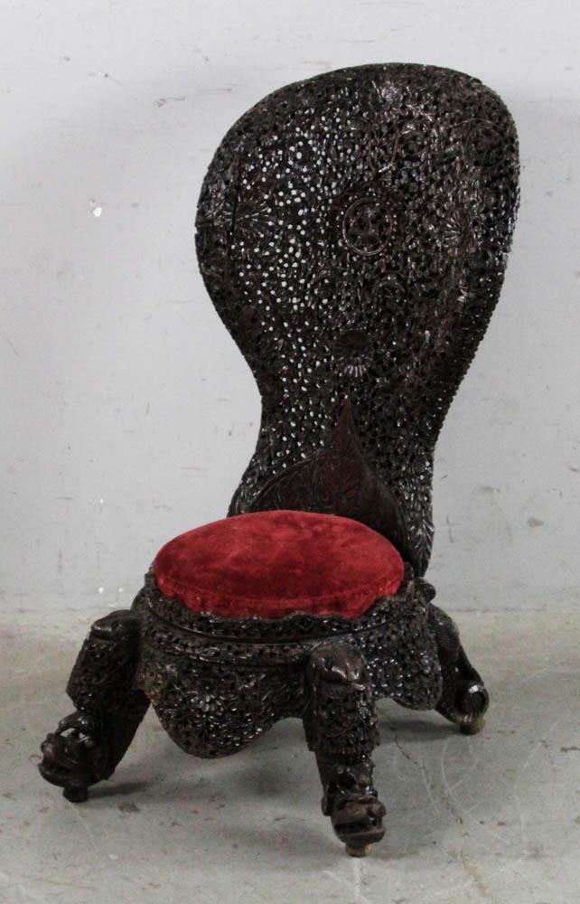 Antique Anglo-Indian Carved Chair (1 of 9)