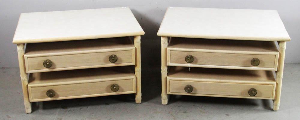 Pair of McGuire Bamboo 2-Drawer Side Tables (1 of 9)