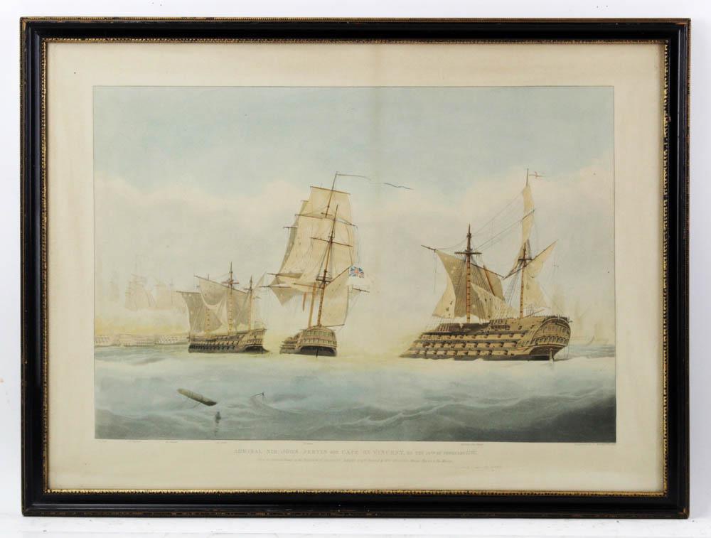 Admiral Sir John Jarvis off Cape St. Vincent, 1797: Admiral Sir John Jarvis off Cape St. Vincent on the 14th day of February, 1797, print, from an original picture in the possession of Anthony Dewey, Esq. published in London May 29th, 1837, 15" x 22" f