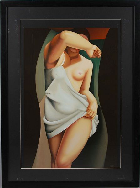 de Lempickna, "Le Modelle", Serigraph: Tamara de Lempicka (Polish, 1898-1980), "Le Modelle", serigraph, edition in lower left (partially obscured by mat), 42 3/4" x 29" (sight), 54 1/4" xs 40 1/4" (frame), under glass. Good condition. Cert