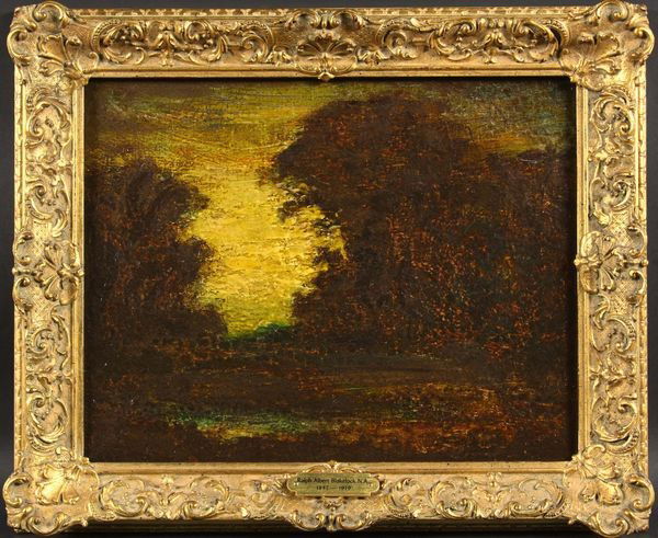 Blakelock, Landscape View, O/C: Ralph Albert Blakelock (American, 1847-1919), landscape view, oil on canvas, signed in red lower right, 11" x 14", 14 1/2" x 17 1/2" (frame).