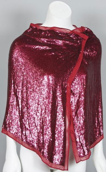 Fendi Sequined Shawl: Red Fendi silk sequined shawl, size 40.