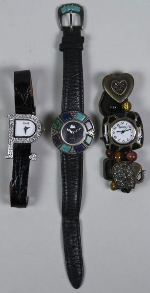 Three Watches: Three (3) assorted watches, signed Surrisi, Piaget, Chicos.