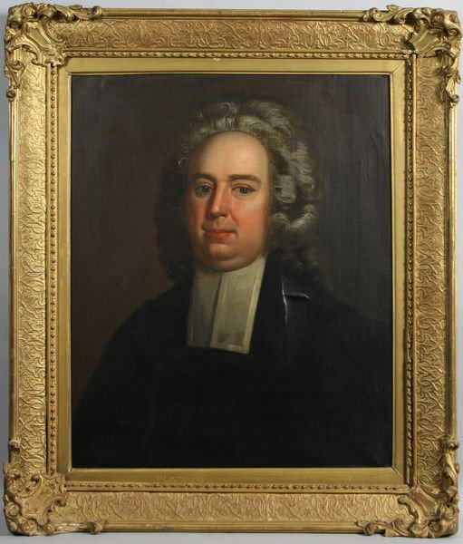 Early 19th C. English School Portrait: Early 19th Century English school portrait, oil on canvas, in original gilt frame, 24" x 20", 31 1/2" x 26 1/2" frame size, 4" tear in center at old repair.