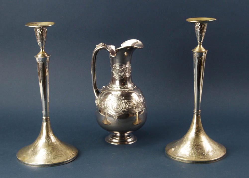 Continental Silver Pitcher and Candlesticks (1 of 7)
