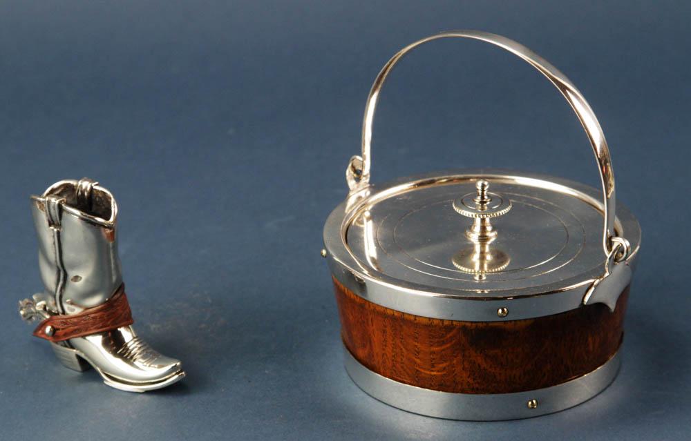 English C1880 Butter Dish, Sterling Cowboy Boot (1 of 7)