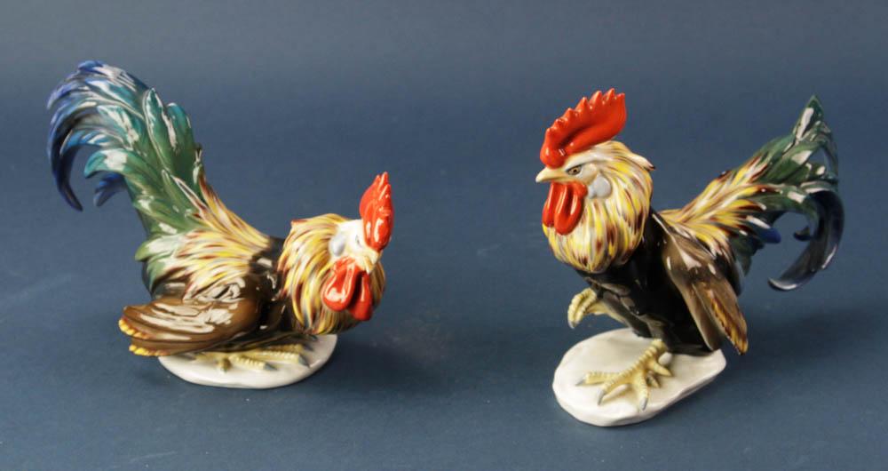 Two Rosenthal Hand-Painted Porcelain Roosters (1 of 5)