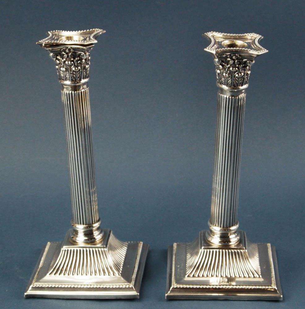 Pair of English Weighted Sterling Candlesticks (1 of 4)