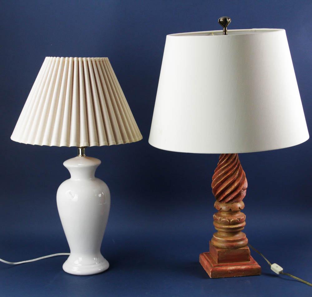 Twisted Column Table Lamp and Porcelain Lamp (1 of 7)