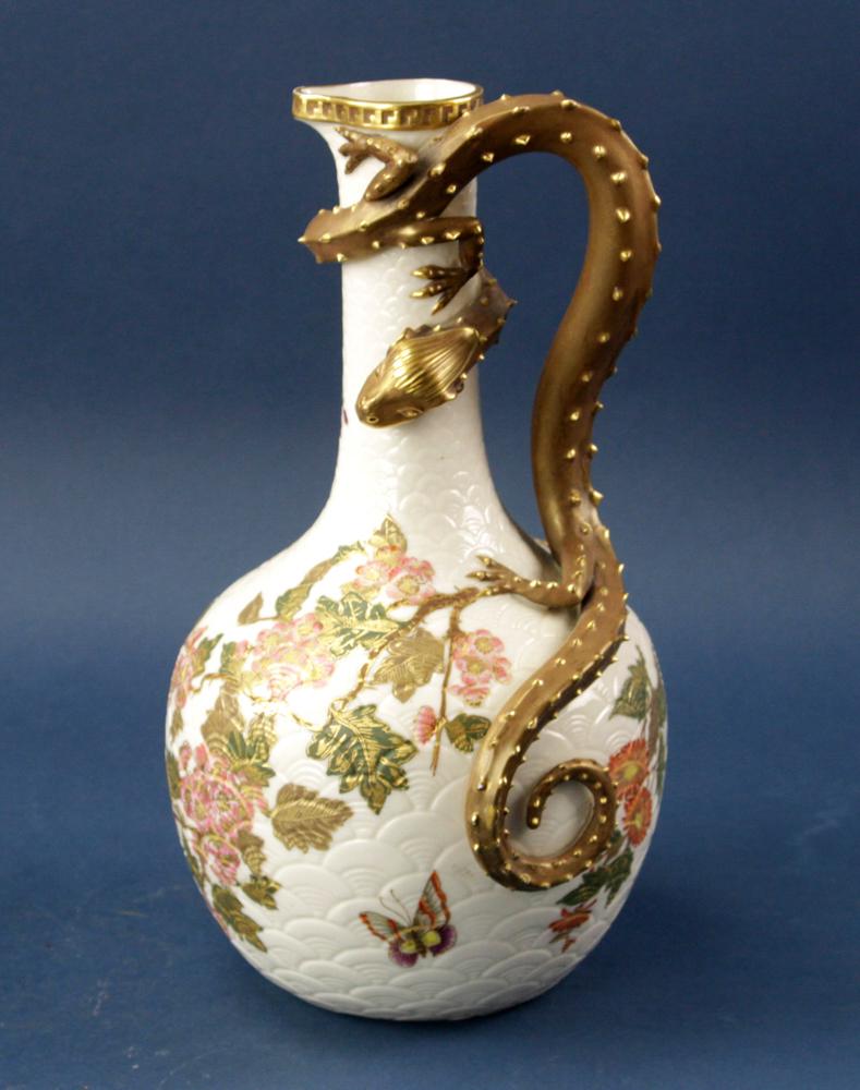 19thC Royal Worcester Dragon Handled Vase (1 of 7)