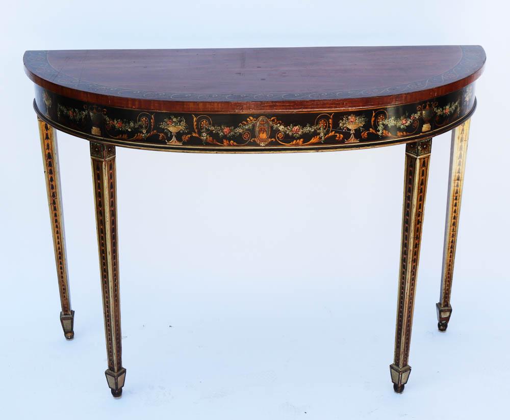 Hepplewhite-style Mahogany Demilune Foyer Table (1 of 7)
