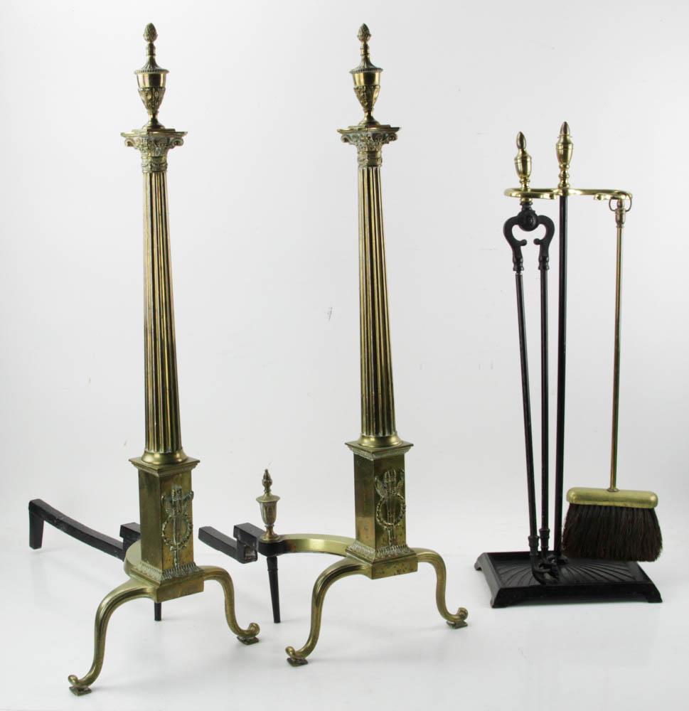 Federal-style Brass Andirons (1 of 5)