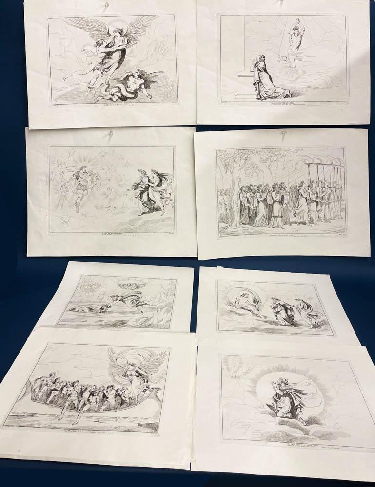 Group of Bartolomeo Pinelli Etchings: Group of (15) Bartolomeo Pinelli etchings, signed, dated 1825/1826 and identified "Dante Canto" in plate. All 15 1/4" x 18 1/2" (sheet).