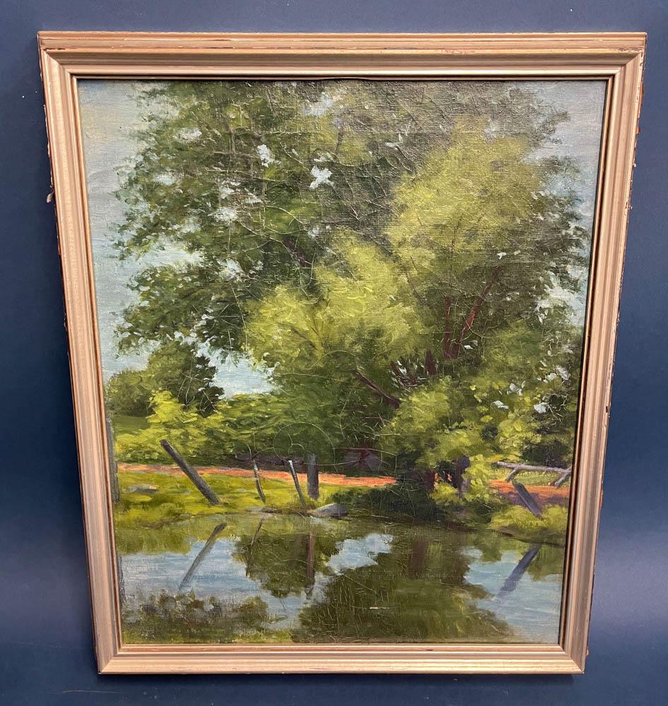 19thC Boston School River Landscape with Trees (1 of 5)