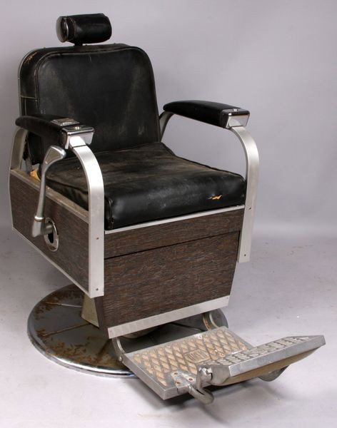 Koken Deco Chrome & Leather Barber's Chair