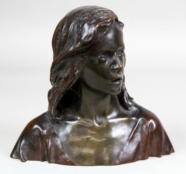 Bronze Figure of Christ: Late 19th/early 20th century bronze "Christ" by Raoul Francois Larche (1860-1912), signed on base "Raoul Larche Siot-Paris, X3666", 7 1/2"h. Undamaged.