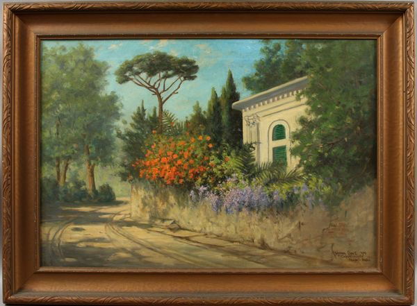 C. Myron Clark, Capo di Monte, o/c, 1914: C. Myron Clark, Capo di Monte, o/c, 26 1/4" x 38 1/4", in frame 33 3/4" x 46", dated 1914.