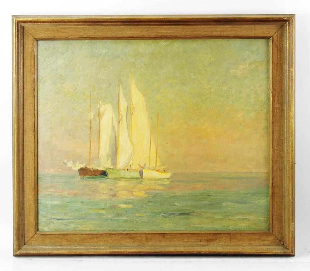 Attr to Walter Lofthouse Dean, Sailboat at Mooring (1 of 12)