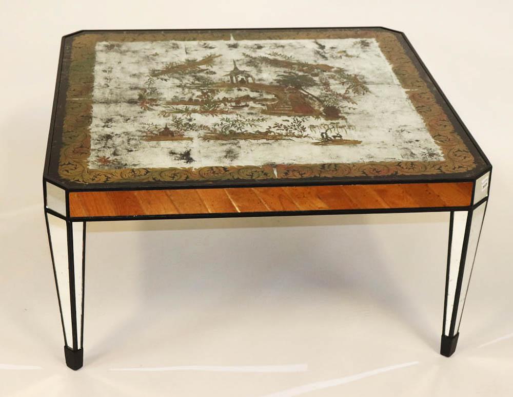 Hollywood Regency Cocktail Table with Mirrored Top (1 of 8)