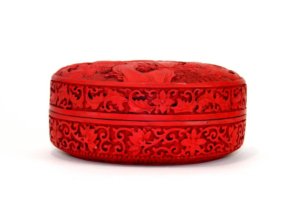 Chinese Carved Red Lacquer Box (1 of 4)