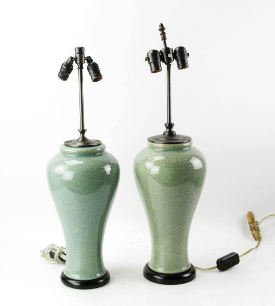 Pair of Chinese Glazed Pottery Table Lamps (1 of 5)