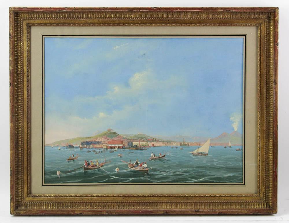 19thC Italian Gouache, Mount Vesuvius (1 of 7)