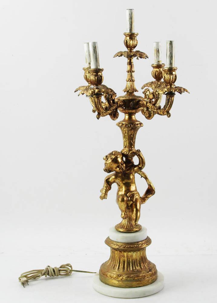 Five-light Marble and Gilt Table Lamp (1 of 6)