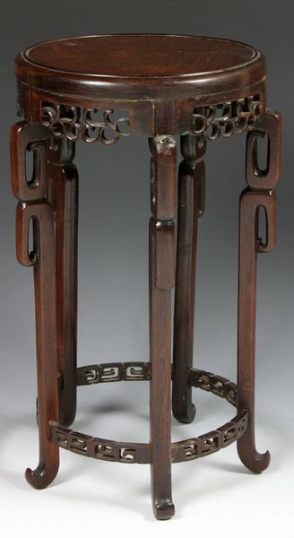 Chinese Wood Stand: Wood Stand, China, early 20th century, 11" high x 7" diameter. Originally acquired by C.T. Loo & Co. of New York, NY and Paris, France. This collection was passed to the successor, Frank Caro Gallery,
