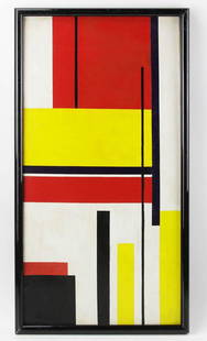 Attr to Cesar Domela, Abstract, Oil on Board: Attributed to Cesar Domela, abstract, oil on board, signed and dated 1979, 31" x 16 1/2".