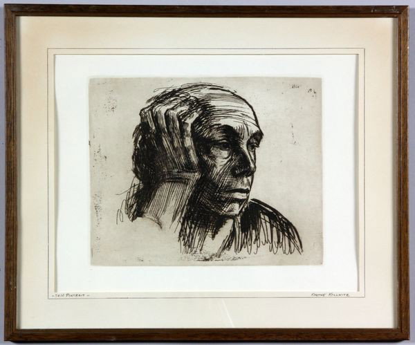 Kollwitz, Etching: Käthe Kollwitz (German, 1867-1945), etching, restrike, 8 1/2" x 10 1/2", 14" x 17" (frame). Roten Gallery label verso.