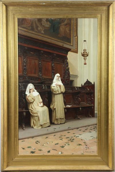 Tarenghi, Nuns of St. Theresa, o/c: Enrico Tarenghi (Italian, 1848-1938), nuns of St. Theresa, oil on canvas, signed, 49" x 29", 61" x 41" (frame).