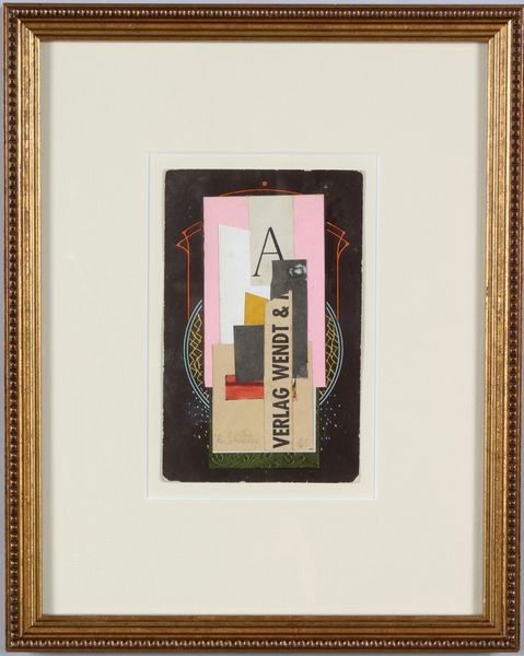 Schwitters, Collage: Kurt Schwitters (German, 1887-1948), collage mounted on postcard with info on reverse of postcard, signed and numbered '26' on collage, 5 3/8" x 3 3/8", 11" x 8 7/8" (frame). Minor wear at corners of