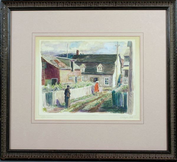 Signed George Hand Wright, After Mass, w/c: George Hand Wright (American, 1872-1951, N.A.), "After Mass", w/c, 8 1/4" x 10 1/2", in frame 17" x 18 1/2", signed in pencil. Good condition.